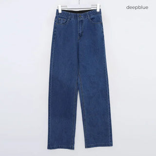 Wide-leg long denim pants