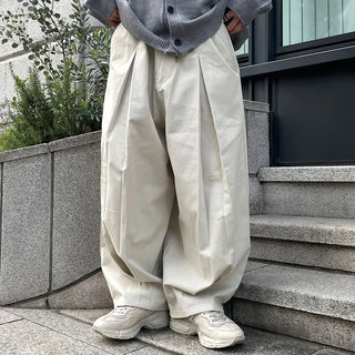 Pintuck Cotton Wide Pants