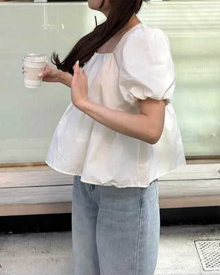 Square neck shirred blouse