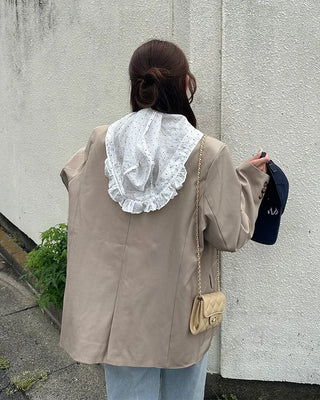 Polka Dot See-Through Frill Zip Hoodie