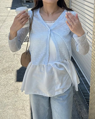 V-neck sheer cardigan