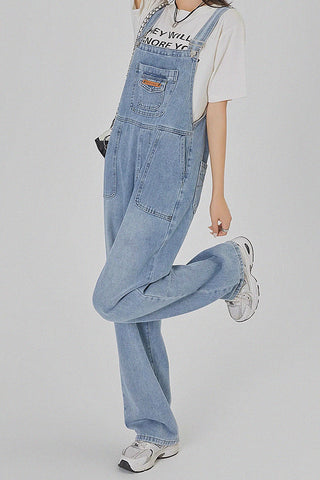 loose overalls wide-leg jeans