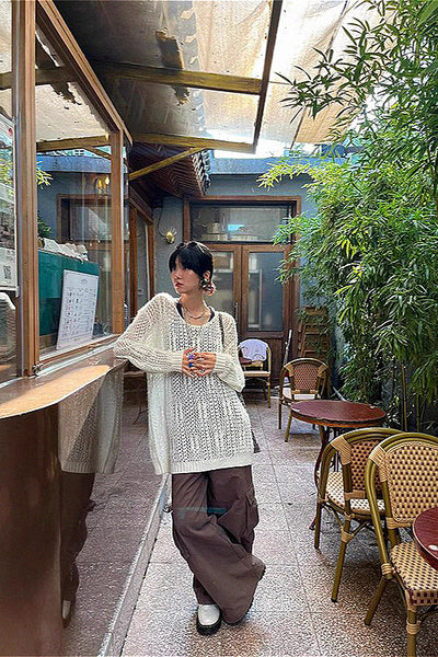 loose hollow twisted casual sweater
