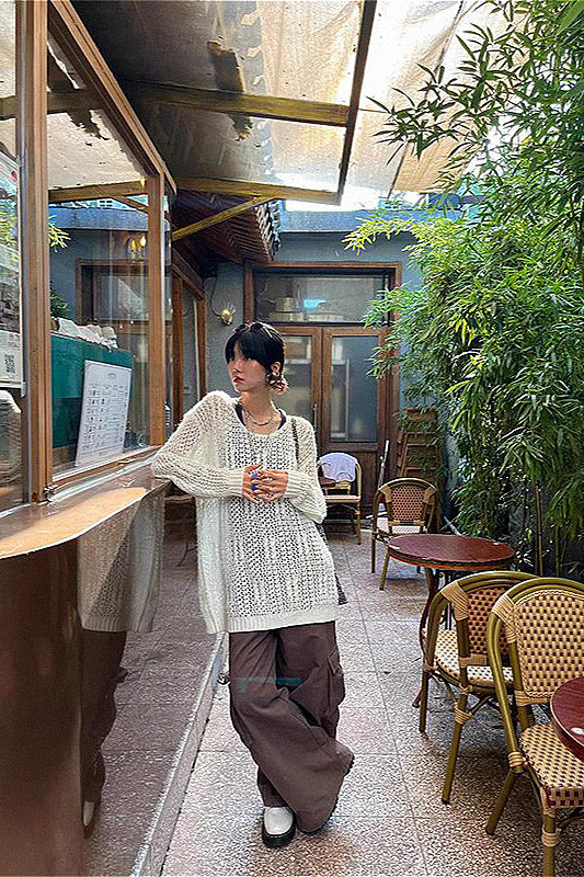 loose hollow twisted casual sweater