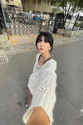 loose hollow twisted casual sweater