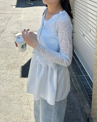 V-neck sheer cardigan