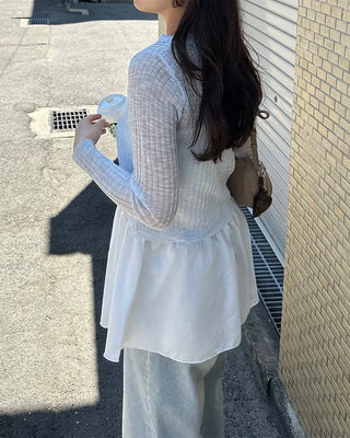 V-neck sheer cardigan