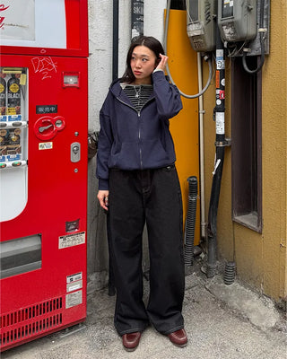 Brown stitch denim pants