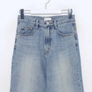 Washed denim pants
