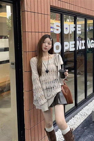 knitted hollow two-piece top set