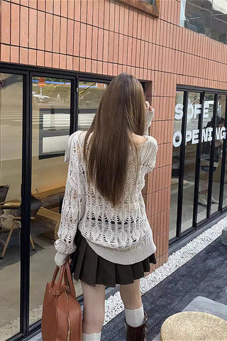knitted hollow two-piece top set