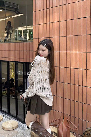 knitted hollow two-piece top set