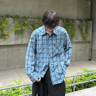 Cotton check long-sleeved shirt