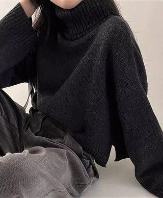 retro turtleneck loose sweater