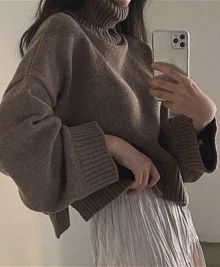 retro turtleneck loose sweater