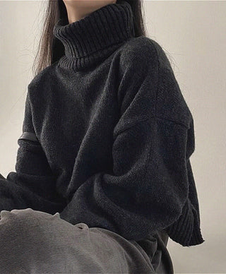 retro turtleneck loose sweater