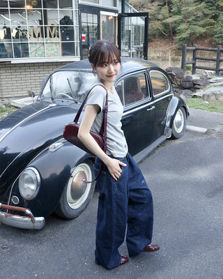 Pintuck Wide Denim Pants