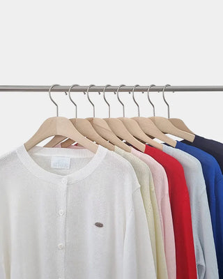 V-neck loose-fitting knit linen cardigan