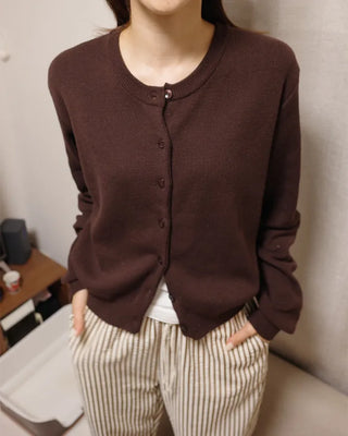 Round neck basic cardigan