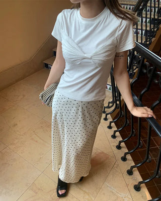Puff-sleeve eyelet embroidered gathered blouse
