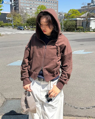 Cotton 2-Way Hooded Zip-Up