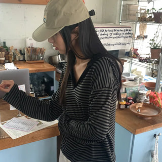 Striped hooded T-shirt