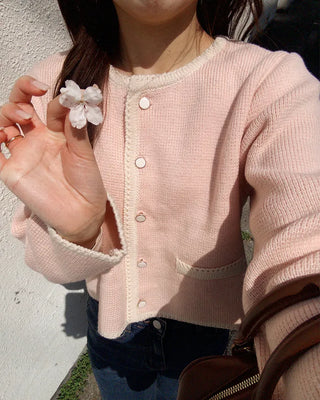 Two-tone knit cardigan