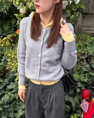 Hooded layered cardigan