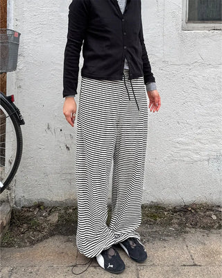 Striped wide-leg pants
