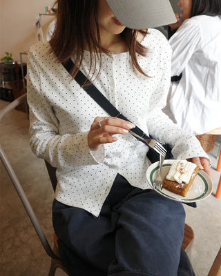 Round neck polka dot cardigan