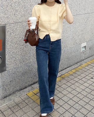Elastic waist denim pants