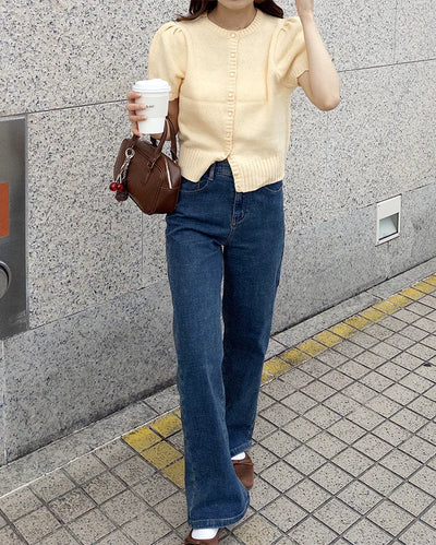 Elastic waist denim pants