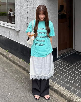 Dot lettering print short-sleeved T-shirt