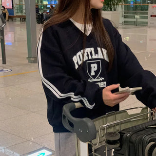 V-neck fleece-lined sweatshirt