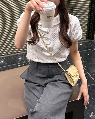 Dot Shirring Short-Sleeve T-Shirt