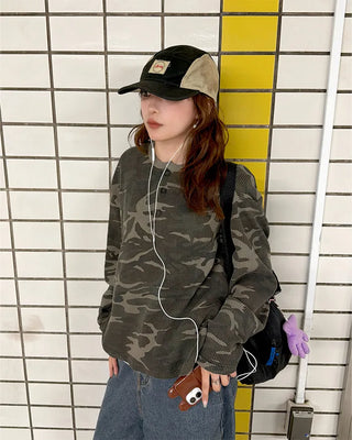 Camouflage Waffle Henley Neck T-Shirt