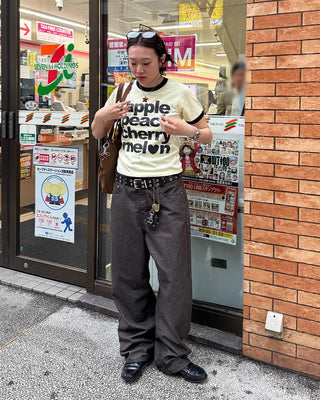 Non-faded herringbone denim pants
