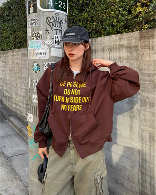 Lettering Zip Hoodie