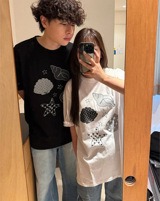 (Unisex) Printed Point Short-Sleeve T-Shirt
