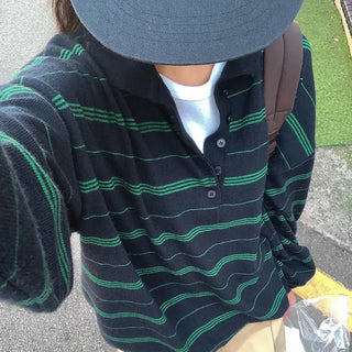 Loose-fit striped knit sweater