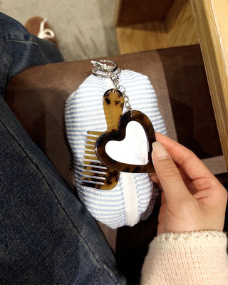 Heart Mirror & Comb Set Keyring
