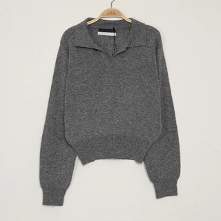 Cashmere Collar Long-Sleeve Knit