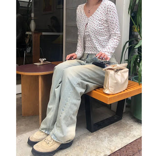 Vintage Wash Wide Denim Pants