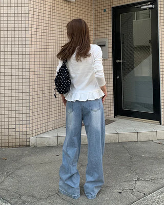 Cubic Wide Denim Pants
