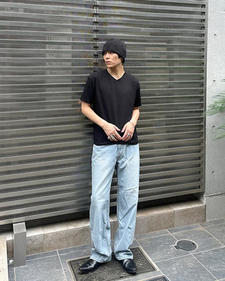 Washed wide-leg denim