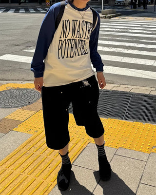 (UNISEX) Snap Bermuda Easy Pants