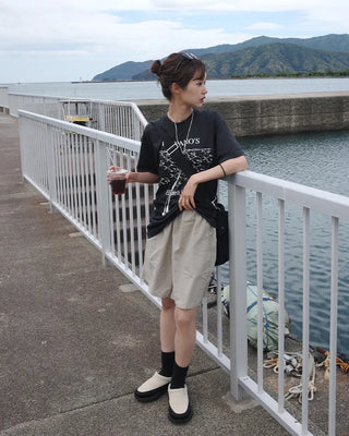 Nylon shorts with string waistband