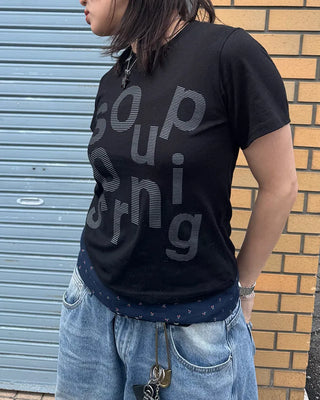 Unbalanced Lettering T-Shirt