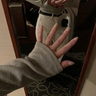 Fleece-lined U-neck long-sleeved T-shirt