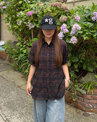 (Unisex) Check Roll-Up Short-Sleeve Shirt